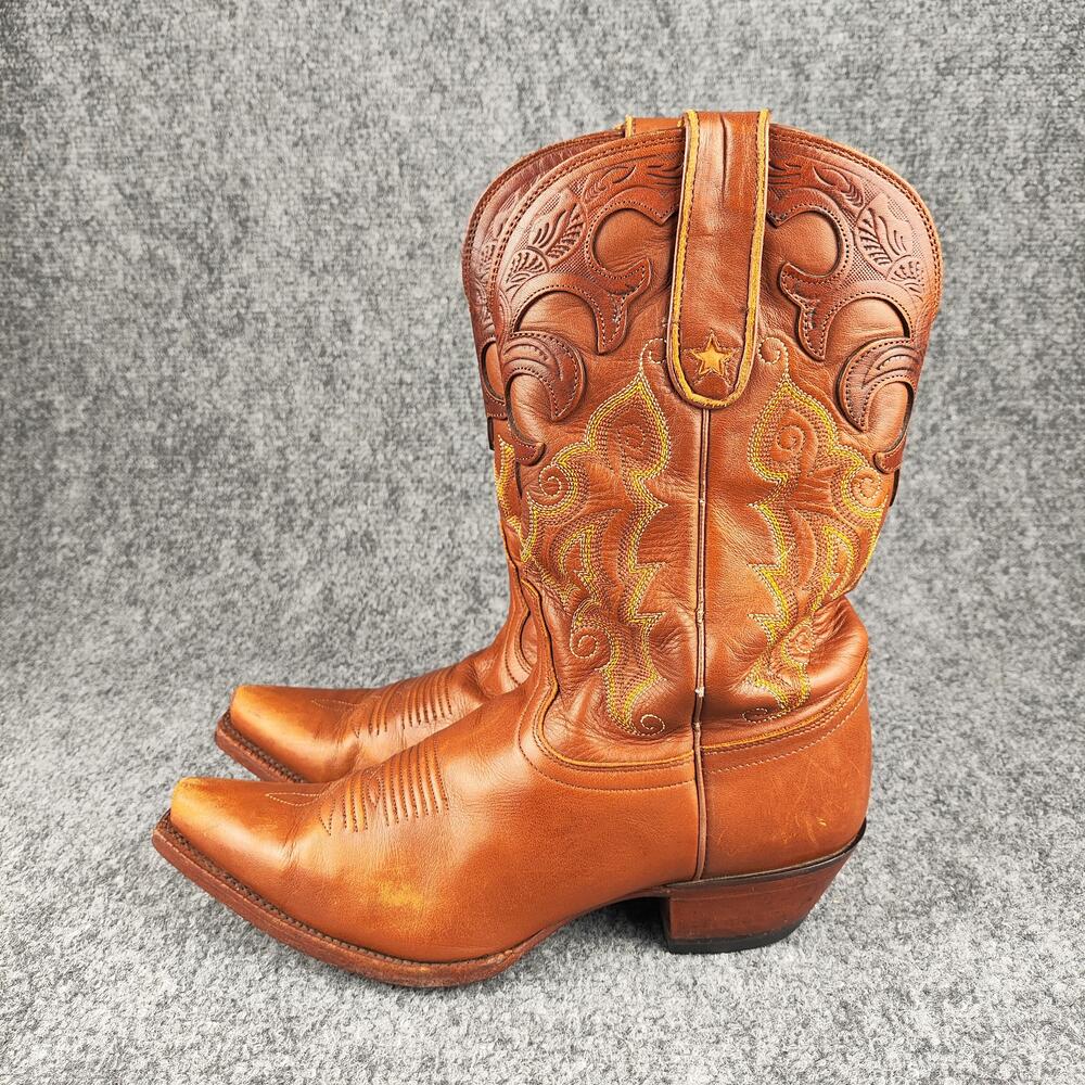 Tony Lama Boots Womens Size 7 Brown Leather Mid Calf Western Pointed Toe V6001